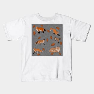 Red Foxes in Grey Kids T-Shirt